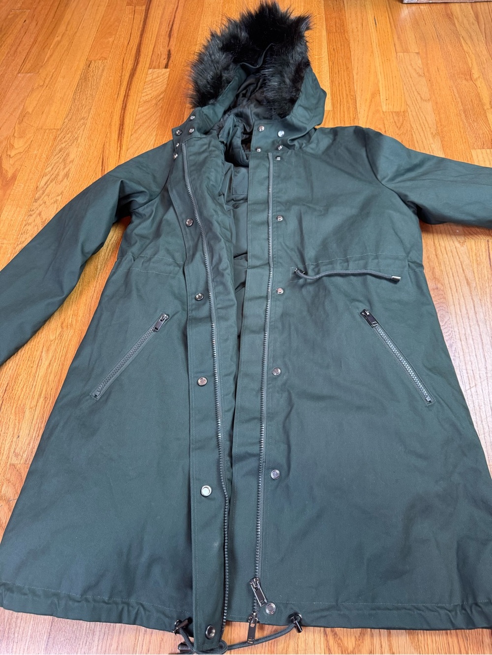 NWT Seraphine Zorah 3-in-1 Down Lined Maternity Parka Coat Khaki Green US 4 READ - Picture 6 of 16